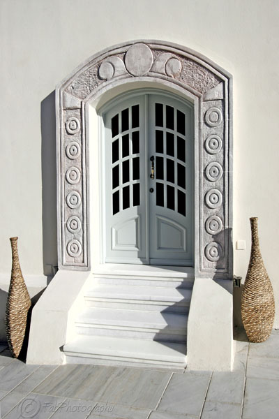 White door with vases