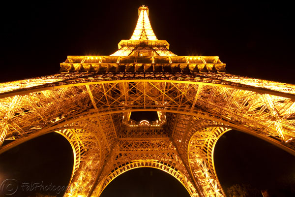 Eiffel Tower Lit Up Below
